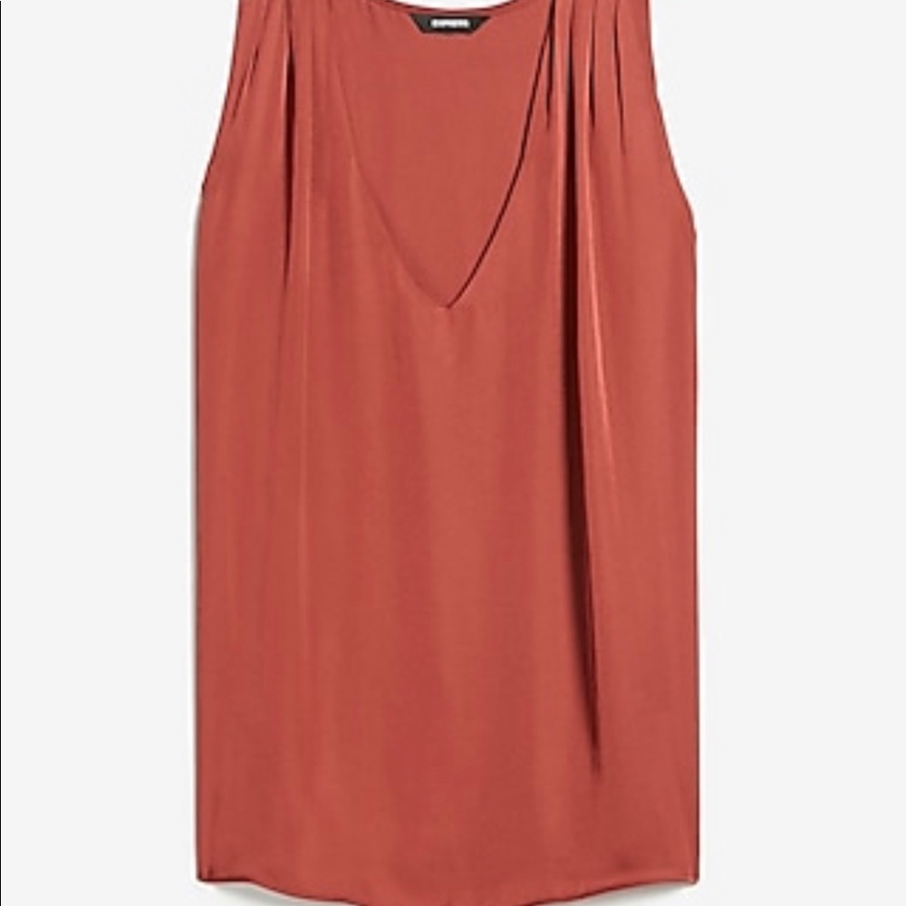 Express pleated shoulder V neck top